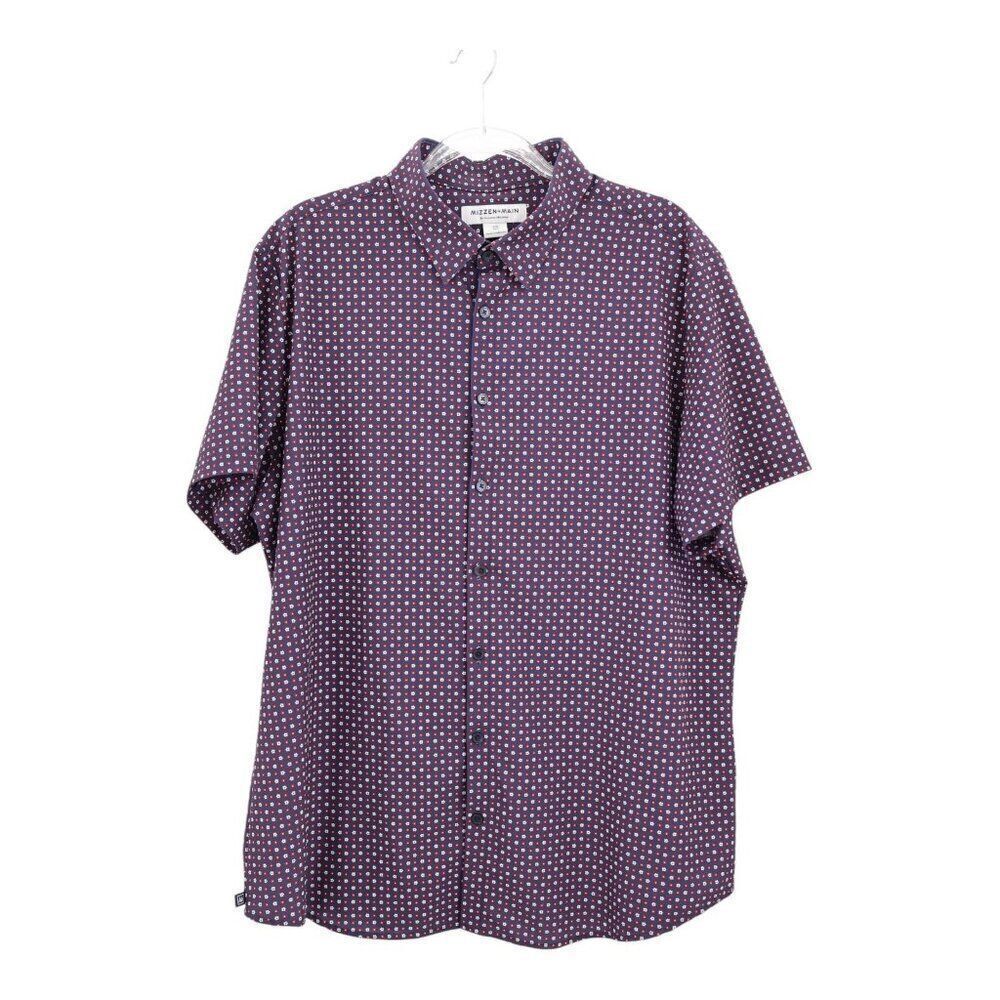 Mizzen Main Performance Shirt Mens XXL 2XL Trim Floral Button Up Short Sleeve
